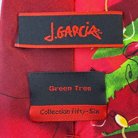 J. Garcia Mens Red & Green Polyester Christmas Tree Pattern Tie Collection 56 - Picture 2 of 7